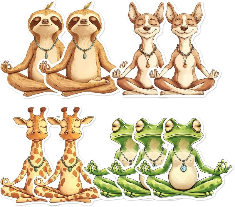 RABOWA Pack 9 Pcs Cute Funny Meditation Sticker for Laptops Cars Vehicles Trucks Bikes Car Window Hard Hats Bumper Stickers Waterproof Removable Vinyl Decals Exterior Laptop Accessories - Image 1